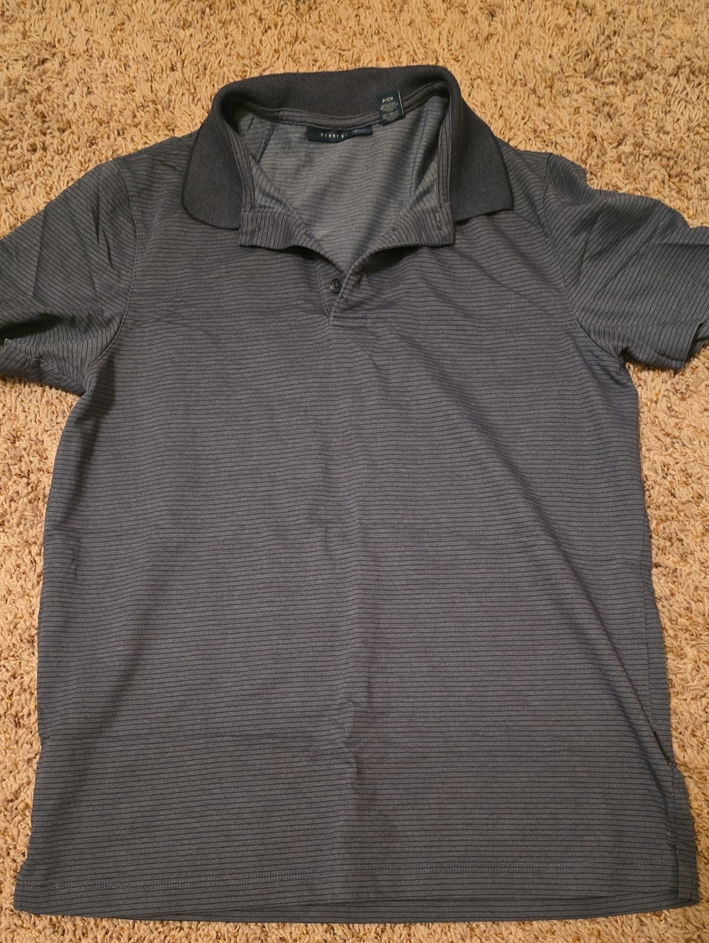 Perry Ellis Men’s Short-Sleeve Polo – Charcoal Stripe